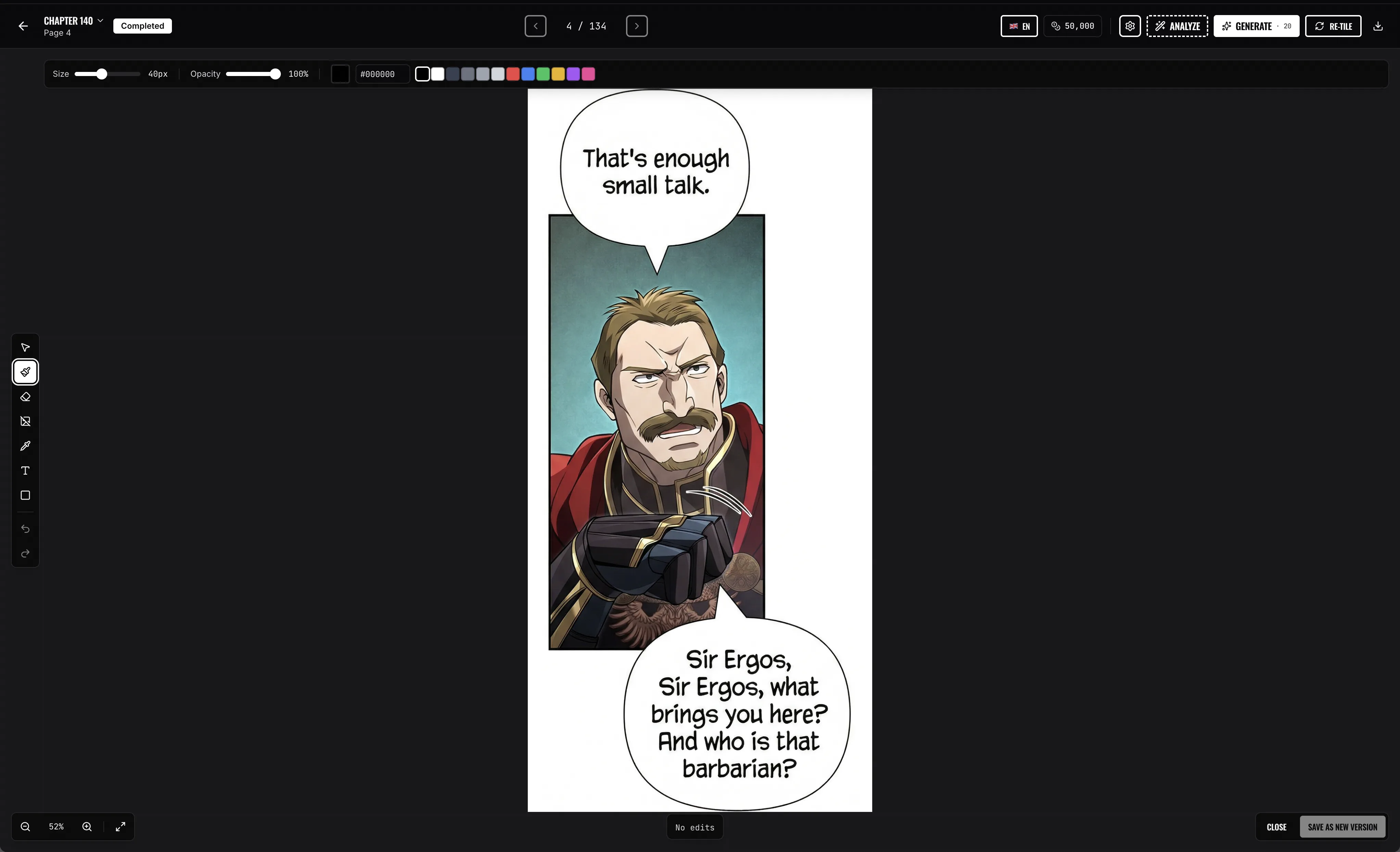Canvas editor for manual corrections